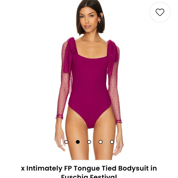 Free People tongue tied bodysuit fuchsia  boho date party casual beach L NWT - Picture 2 of 8